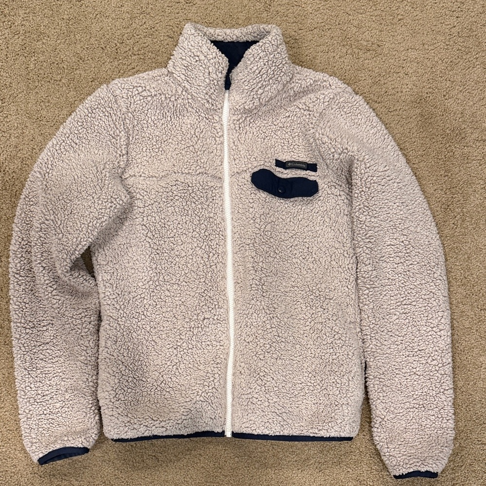 Columbia Cozy Sherpa Fleece Jacket with Navy Accents